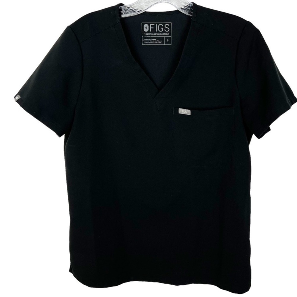 Figs womens casma scrub top size M nurse v-neck black